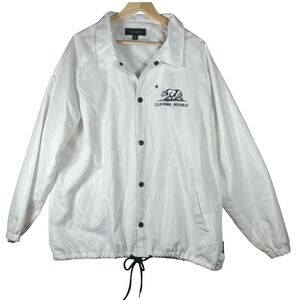 Ring of Fire Mens XXL White California Republic Jacket‎ Windbreaker Graphic
